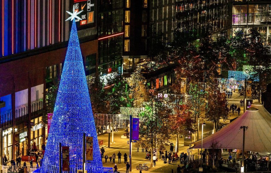 London’s tallest LED Christmas tree is unveiled in Wembley Park