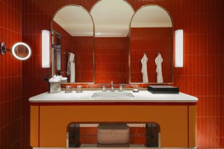 Dame Zandra Rhodes goes back to the 1970s with designer Pierre-Yves Rochon at the Sofitel London St James